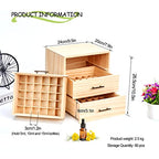 Pure Vie Wooden Essential Oil Storage Box Home Fragrance Carrier Case, Holds 90 Bottle (Fits 5-15ml) - Aromatherapy Organizer Makeup Nail Polish Perfume Container - Keep Your Oil Safe & Space Saver