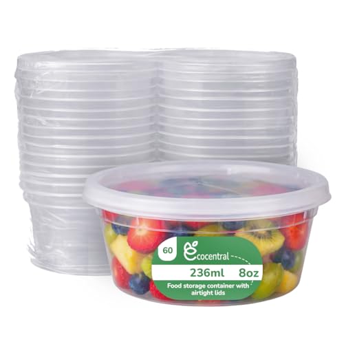 Freshware 8 oz Plastic Deli Containers with Lids – 50 Set | BPA-Free, Leakproof, Stackable, Microwave, Freezer & Dishwasher Safe | Meal Prep, Soup & Slime Storage