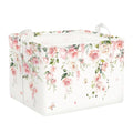 Clastyle Flower Girl Book Storage Basket Spring Summer Floral Women Clothes Organizer Bin Parents Gift Toy Box for Bedroom Shower, Pink Rose, 40x30x30 cm