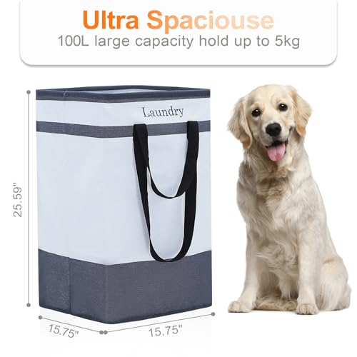 FairyHaus Laundry Basket 100L, 2Pack Laundry Hamper with Easy Carry Handles, Collapsible Laundry Baskets Hampers for Bathroom Clothes Storage Black - color: Black, size: 100L