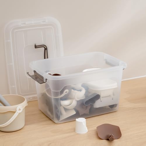 Citylife 4 Packs 6 QT Storage Bins with Lids Clear Plastic Bins with Grey Handle Stackable Storage Containers for Organizing - size: 6.0QT, style: 4 PACK