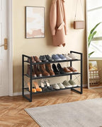 CHOEZON Shoe Rack, 3-Tier Shoe Rack for Closet, Metal Shoe Storage Organizer, Shoe Rack for Entryway, Shoe Shelf with Adjustable Feets, for Entryway, Hallway, Living Room, Bedroom, Black TXJ13BB - size: 30"L x 10.4"W x 22.6"H