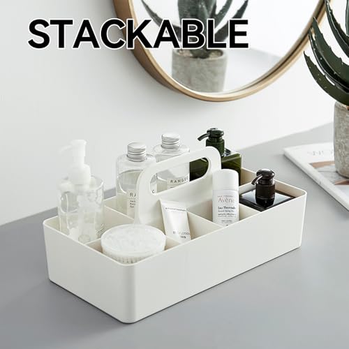 dinrgo Bath caddy for baby,Bathroom Makeup organizer Countertop with Handle,Skincare Caddy for Vanity,Storage Box,bathtub storage,Bathroom Trays,Shower Caddies,Baby Bath Toy Organizer,Desktop storage - color: M1-White