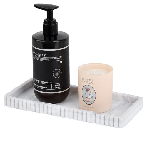 Silicone Bathroom Tray Small Vanity Organizer Rectangle Sink Caddy Sponge Holder Kitchen Counter Decor for Dish Soap, Perfume, Candle, Marble - color: Marble Gray
