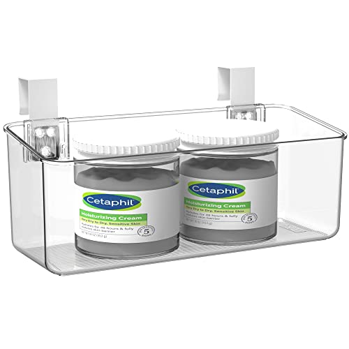 vacane Plastic Over Cabinet Door Organizer with Removable Hooks, Clear Hanging Baskets for Organizing Over the Cabinet Organizer Holder for Kitchen, Pantry, Bathroom-Hang Outside or Inside Door-M - style: M