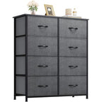 YITAHOME 8 Drawers Fabric Dresser - Storage Tower Unit Organizer Unit for Living Room & Closets - Sturdy Steel Frame & Easy Pull Fabric Bins - color: A-dark Grey