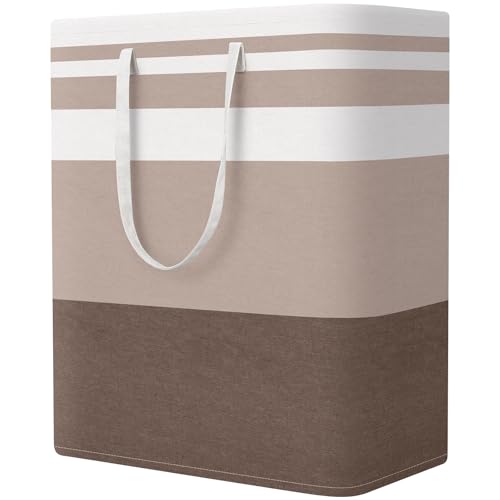 StorageRight Large Collapsible Laundry Basket Hamper with Easy Carry Handles，Freestanding Clothes Hampers for Laundry, Bedroom, Dorm, Towels, Toys, 125L, Khaki - color: Khaki, size: 125L
