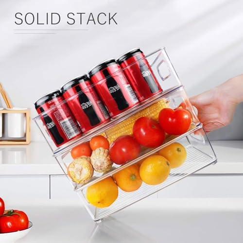 12 Pack Refrigerator Organizer Bins, 3 Sizes Stackable Clear Pantry Storage with Handles for Fridge, Freezer, Shelves, Drawer, Snack Organizer for Home & Kitchen - size: 12 Pack