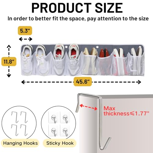 RV Shoe Storage for Bedside - 16 Extra Large Pocket Wall Mounted Entryway Shoes Rack, Bed Hanging Pocket Organizer, Bedside Caddy for Shoes and Tool Accessories,RV & Camper Essentials 2 Pack - color: Grey 16 Pocket