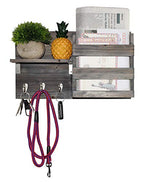 Spiretro Wall-Mounted Key Holder Hooks - Rustic Wood Weathered Grey & Black - Entryway Organizer for Mail, Leashes, and Purses - Floating Shelf, 16.5” W x 9.75" H x 4.5” D - color: Weathered Grey & Black Organizer & Wood Shelf