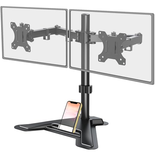 MOUNT PRO Dual Monitor Stand, Free-Standing Full Motion Monitor Desk Mount Fits 2 Screens up to 27 inches,17.6lbs with Height Adjustable, Swivel, Tilt, Rotation, VESA 75x75 100x100, Black - color: Black, size: Dual