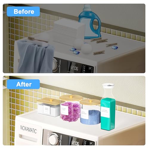 3+1 Pack Laundry Pods Containers & Dryer Sheet Holder & Laundry Detergent Dispenser, Laundry Room Organization and Storage Jars with Lids, Labels and Scoops for Scent Booster, Powder, Pods - color: Wood