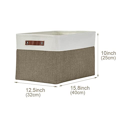 DECOMOMO Storage Bins, Extra Large Fabric Storage Baskets for Shelves, Decorative Linen Closet Organizer, 15.8 x 12.5 x 10 inches (Brown & White, 3 Pack) - color: Brown and White, size: Extra Large/3P