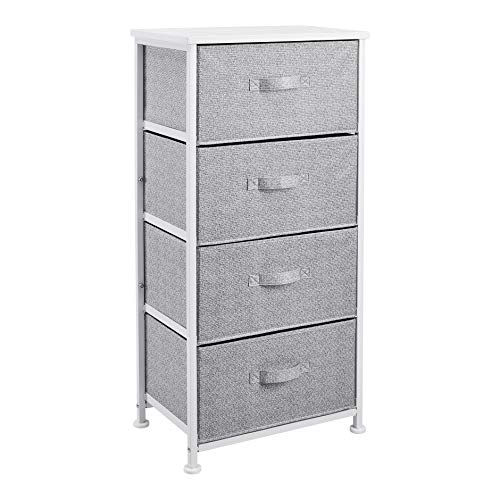 Amazon Basics Fabric 4-Drawer Storage Organizer Unit for Closet, Bedroom, White - color: White