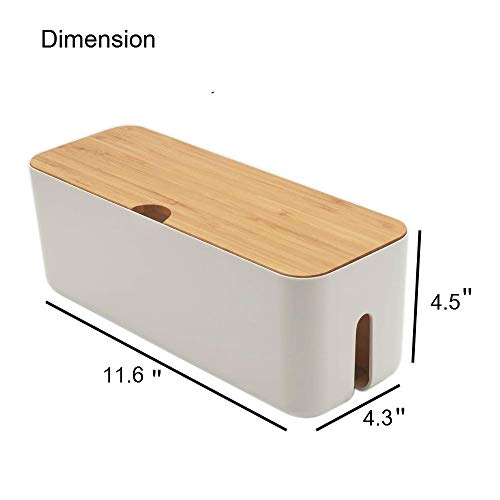 Cable Management Box| Power Stripe Organizer|Cord Organizer Box| Hide and Conceal Power Strips and Electrical Cords from TVs, Computers, and Desks| Keep Pets Safe - color: White