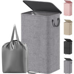 Lifewit Single Laundry Hamper with Lid and Removable Laundry Bags, Large Collapsible 1 Dividers Dirty Clothes Basket with Handles for Bedroom Laundry Room Closet Bathroom College, 100L Gray - color: Gray, size: 100L