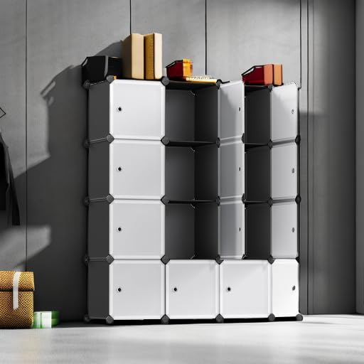 SONGMICS Cube Storage Organizer, 12-Cube Closet Storage Shelves, Modular Bookcase, Black ULPC34HV1 - color: Black, size: 12 Cubes, style: with doors