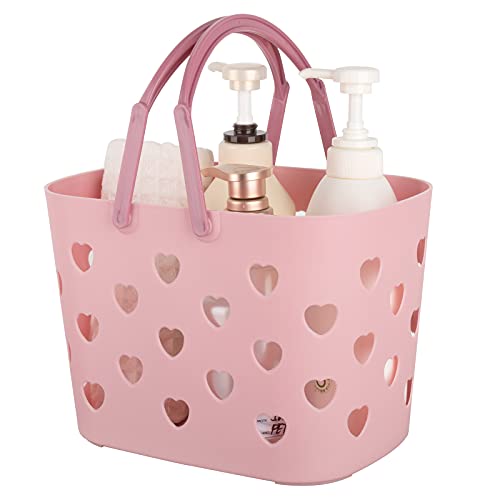 Anyoifax Portable Shower Caddy Tote Plastic Storage Basket with Handle Box Organizer Bin for Bathroom, Pantry, Kitchen, College Dorm, Garage - Pink - color: Pink, size: 1 Pack