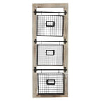 Deco 79 Farmhouse Metal Wall Mounted Rack for Magazines, Books, Newspapers, Bathroom/Offie/Living Rom Storage, 14" x 4" x 36", Black