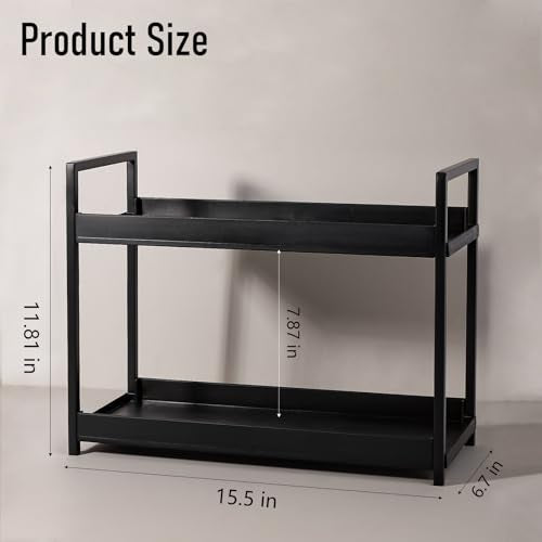 Bathroom Counter Organizer 2 Tier Vanity Storage Countertop Shelf Makeup Organizer Perfume Tray Skincare Holder for Sink, Dresser, Kitchen, Large Black - color: Black, size: Large