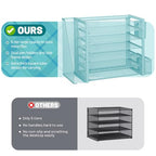 Simple Trending 6 Tier Desk File Organizer, Paper Letter Tray Organizer with File Holder and Pen Container, Blue - style: 6 Tier Blue-Pen Container