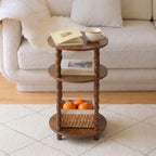 Round Side Table with 3-Tier Shelves, Small End Table with Solid Wood Legs for Living Room Bedroom, Modern Circular Coffee Table Nightstand for Small Spaces, Easy No-Tool Assembly - size: Round(13.2''x13.2''x22.8'')