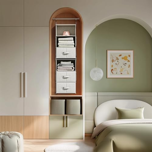 Vailando 6-Shelf Hanging Closet Organizer with 3 Drawers, 2 Separable 3-Shelf Closet Organizers and Storage for Wardrobe Organization, Hanging Dresser for Nursury & Dorm Clothes Organizer - color: Silver Gray, size: 6-Shelf Separable