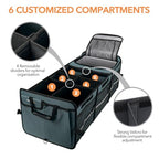 HEYTRIP Large Trunk Organizer With Built-in Leakproof Cooler Bag, 2 Tie-Down Straps, 4 Removable Dividers, Foldable Cover, Built with 2mm PE Board, Gray - color: Gray
