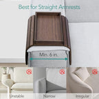 DETOR Couch Arm Tray with Spacious 12.4" x 5.4" Storage Box, Walnut Bamboo Finish, Enhanced Non-Slip Felt Bottom, Sturdy Bamboo Slats, Fits Armrests 6" and Wider - color: Walnut