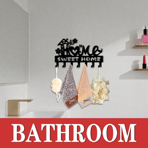Key Holder Wall Mount, Home Sweet Home Sign, Key Holder Wall for Wall Decorative with 6 Hooks, Organizer Rack Hanger for Entryway, Front Door, Hallway, Office 9.8 inches - color: Home Sweet Home