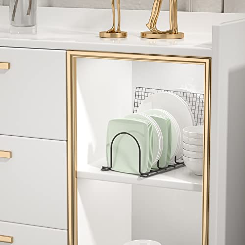 JAQ Plate Rack for Cabinet, 10.5" Vertical Dish Organizer for Plates, Pot Lids, Cutting Boards & Baking Sheets, Metal Kitchen Cabinet Organizer for Pantry Countertop (2-Pack, White) - color: White /2 Pack