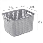 Sterilite 6-Pack Tall Weave Basket, Woven Plastic Storage Baskets for Organization, Cement Gray - Organizing Bin Containers with Handles for Bedroom, Bathroom, Dorm, Laundry Room, and Closet - size: 6 Pack