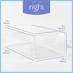 Plastic Food Storage 2 Pack Clear Container Bin with Handles for Organizing Kitchen, Pantry, Refrigerator, Freezer, Pantry, Cabinet, Closet, Bathroom. 16”x8”x5” - size: 16x8x5
