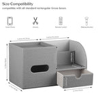 Square Tissue Box Cover with Drawer Storage and Tray on Top, PU Leather Tissues Cube Boxes Holder, Modern Nightstand Organizer Caddy, Remote Control Holder for Bathroom, Bedside, Office, Home - color: Grey Cloth