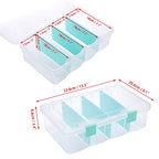 BTSKY Clear Plastic Dividing Storage Box with 4 Compartments Adjustable Storage Bin with Lid Plastic Craft Storage Container Multipurpose Sewing Box Art Supply Organizer, 13.3x8.1x3.4 Inches - size: 13.3x8.1x3.4 Inches-Clear