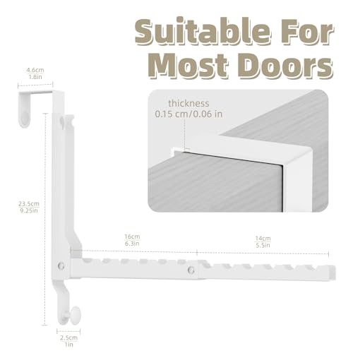 BAKON Over the Door Hooks with 10 Ridges,Compact Double Folding Over the Door Hanger for Bathroom Bedroom Laundry Room,Metal Over Door Drying Rack, Space Saving Over the Door Clothes Hanger(2, White) - color: White(update)