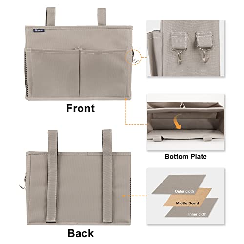 Surblue Bedside Caddy Hanging Bed Organizer Storage Bag Pocket for Bunk and Hospital Beds, College Dorm Rooms Baby Bed Rails,Camp 4 Pockets and 2 Hooks (Gray) - color: A-Grey, size: Small