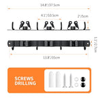 JAMEND CLXP Broom Hanger and Mop Holder, Heavy Duty Garden Tool Organizer Rack Rake and Shovel Handle, Stainless Steel Wall Mounted Utility Rack with Screws (3 Racks with 4 Hooks, Matte Black). - color: 1 Pack, size: 3R4H