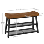 YATINEY Shoe Bench, 3-Tier Shoe Rack, Entryway Bench with Storage and Cushion, for Hallway, Foyer, Bedroom, Brown and Black HX02BV - color: Brown + Black