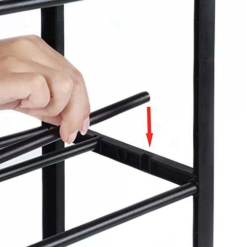 YSSOA 4-Tier Stackable Shoe Rack, 12-Pairs Sturdy Shoe Shelf Storage, Black Shoe Tower for Bedroom, Entryway, Hallway, and Closet - size: 24 x 08 x 24, 4-Shelf