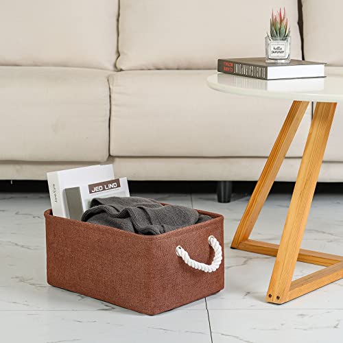 TheWarmHome Decorative Basket Rectangular Fabric Storage Bin Organizer Basket with Handles for Clothes Storage (Brown,Large-3Pack,15.7L*11.8W*8.3H) - color: Brown, size: 3PCS/Large - 15.7Lx11.8Wx8.3H