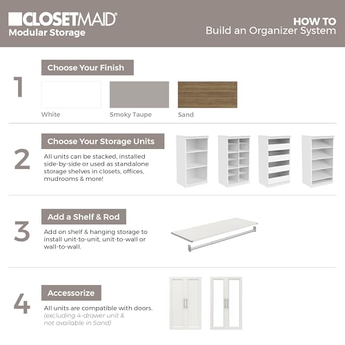 ClosetMaid Modular Storage Shelf Unit with 3 Shelves, White - color: White