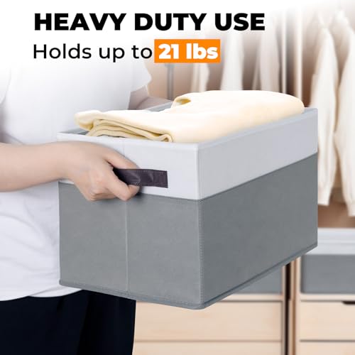 Large Closet Storage Baskets Bins with Lids 4 Pack, Storage Baskets for Organizing Shelves Nursery Bedroom, Home Dorm Closet Organizers Cubes for Clothes Toys Blanket Book - Stackable -14x10x9.5 - color: White with Grey, size: 4pcs-Large