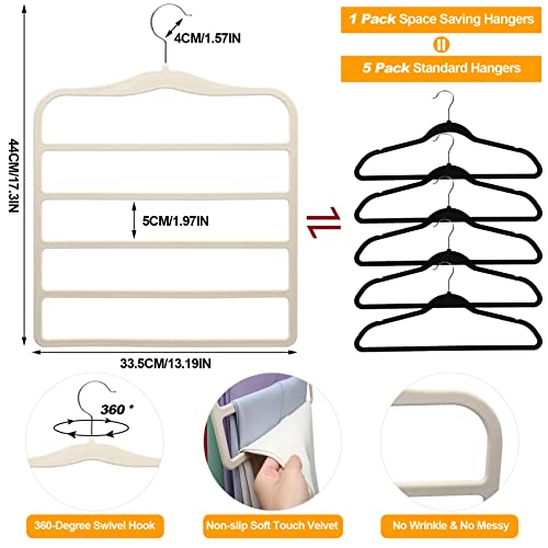 Closet Organizers and Storage,5 Pack Velvet Pants-Hangers-Space-Saving,Non Silp 5 Tier Organization-and-Storage Clothes-Hanger for College-Dorm-Room-Essentials,Closet-Organizer for Jeans Scarf Hanger - color: White