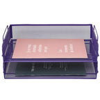 EASEPRES 2 Pack Stackable Desk Paper Tray, Metal Mesh Desktop Document Letter File Organizer for Office Home School, 13.5'' L x 9.75'' W x 5.5'' H, Purple - color: 2 Pack Purple