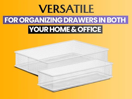 YBM HOME Silver Mesh Drawer Cabinet and or Shelf Organizer Bins, School Supply Holder Office Desktop Organizer Basket (2, 3x6x2 Inch) - size: 3x6x2 Inch