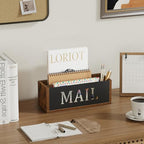 YINMIT Desk Mail Organizer, Wall Mount Mail Holder with 2 Slots, Mail Holder for Desk, Desk Mail Basket, Mail Organizer Countertop, Envelope Holder - color: Rustic Brown - Style B