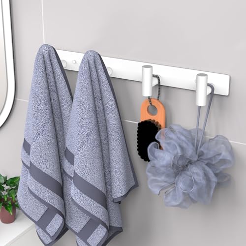 VAEHOLD Hat and Coat Wall Mount Rack - Hooks for Robes, Bags, Keys, and Towels - Bathroom Towel Hanger Organizer (White, “T“ Shape 4 Hooks 2 Pack) - color: White, size: “T“ Shape 4 Hooks 2 Pack