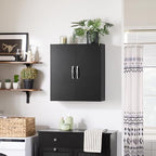 SoBuy Black Kitchen Wall Cabinet, Bathroom Wall Cabinet Over The Toilet Storage, Small Wall Mounted Medicine Cabinet with Adjustable Shelf, Narrow Floating Cabinet for Laundry Room, BZR200-T-SCH - color: Black