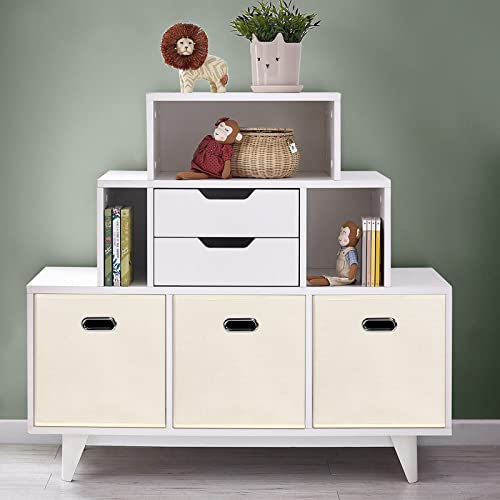 Black Foldable Storage Cubes Bins , Fabric Storage Box Cubes Organizer Baskets with Dual Handles for Home Organizer(Creamy-White) - color: Creamy-White, size: 1 Pack